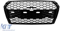  Black lacquer RS type grille suitable for Audi A4 B9 sedan, wagon after 2020 with opening for camera and PDC for standard bumper (ABAUGR6009074)