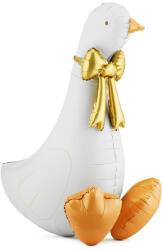  Fehér-arany fólia lufi liba, 72x91 cm, levegővel fújható (FB413)