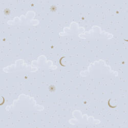Ugepa Pasztellkék felhők és arany csillagok gyerektapéta - Ugepa Sweet Dreams N07321 (N07321)