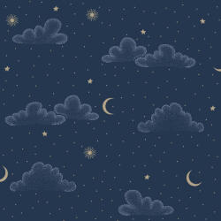 Ugepa Sötétkék éjszakai égbolt arany csillagokkal gyerektapéta - Ugepa Sweet Dreams N07311 (N07311)