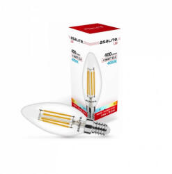 Asalite LED Izzó C35 filament gyertya E14 4W 4000K (400 lumen) - hordozhatoshop