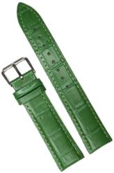  Curea de Ceas din Piele Naturală Verde - Imprimeu Crocodil - 18/20 mm - Cataramă Argintie (WZ739)