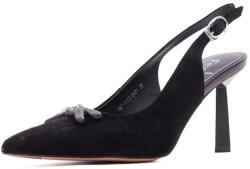 Feeling Saboti dama eleganti din piele naturala nabuc, Feeling D47-8328, negru