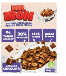 Mr. Iron Cereale cu 30% proteina fara zahar low-carb gluten free si vegane Ciocolata, 250g, Mr. Iron