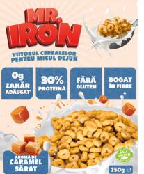 Mr. Iron Cereale cu 30% proteina fara zahar low-carb gluten free si vegane Caramel Sarat, 250g, Mr. Iron
