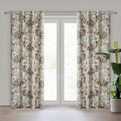 EUROFIRANY Gabi virág mintás vászon függöny Natúr 140x250 cm