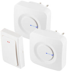 Somogyi Elektronic DBKS1001AC vezeték és elem nélküli csengő készlet, 1x nyomógomb + 2x csengő, 100m hatótáv, 36 dallam, szabályozható hangerő, IP44, fényjelzés, kinetikus nyomógomb (DBKS1001AC) - kontaktor