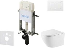 kielle Genesis New - Falsík alatti szerelőkészlet, Oudee WC Vortex Rimless+ és softclose ülőkével, Gemini New III, vezérlőgombokkal, fényes fehér 30528SZ70 (30528SZ70)