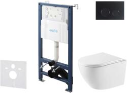 kielle Genesis New - Falsík alatti szerelőkészlet, Oudee WC Vortex Rimless+ és softclose ülőkével, Gemini New II, vezérlőgombokkal, matt fekete 30528SS60 (30528SS60)
