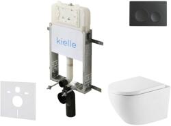kielle Genesis New - Falsík alatti szerelőkészlet, Oudee WC Vortex Rimless+ és softclose ülőkével, Gemini New I, vezérlőgombokkal, matt fekete 30528SZ66 (30528SZ66)