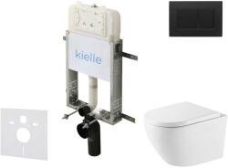 kielle Genesis New - Falsík alatti szerelőkészlet, Oudee WC Vortex Rimless+ és softclose ülőkével, Gemini New III, vezérlőgombokkal, matt fekete 30528SZ72 (30528SZ72)