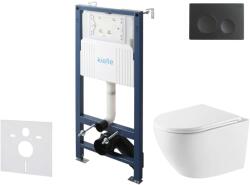 kielle Genesis New - Falsík alatti szerelőkészlet, Oudee WC Vortex Rimless+ és softclose ülőkével, Gemini New I, vezérlőgombokkal, matt fekete 30528SS57 (30528SS57)