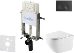 kielle Genesis New - Falsík alatti szerelőkészlet, Oudee WC Vortex Rimless+ és softclose ülőkével, Gemini New I, vezérlőgombokkal, matt fekete 30528SZ57 (30528SZ57)