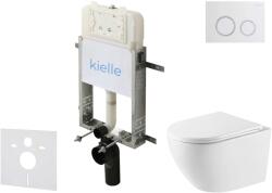kielle Genesis New - Falsík alatti szerelőkészlet, Oudee WC Vortex Rimless+ és softclose ülőkével, Gemini New II, vezérlőgombokkal, fényes fehér/króm 30528SZ58 (30528SZ58)