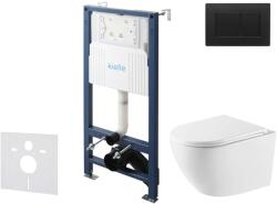 kielle Genesis New - Falsík alatti szerelőkészlet, Oudee WC Vortex Rimless+ és softclose ülőkével, Gemini New III, vezérlőgombokkal, matt fekete 30528SS63 (30528SS63)