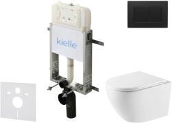 kielle Genesis New - Falsík alatti szerelőkészlet, Oudee WC Vortex Rimless+ és softclose ülőkével, Gemini New III, vezérlőgombokkal, matt fekete 30528SZ63 (30528SZ63)