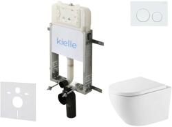 kielle Genesis New - Falsík alatti szerelőkészlet, Oudee WC Vortex Rimless+ és softclose ülőkével, Gemini New I, vezérlőgombokkal, fényes fehér 30528SZ64 (30528SZ64)