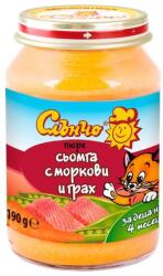 Слънчо Месно-зеленчуково пюре Слънчо - Сьомга с моркови и грах, 190 g (2606) - ozone