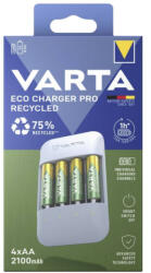 VARTA Eco Charger Pro Recycled töltő 4db RECYCLED akkumulátor AA 2100 mAh (57683101121)