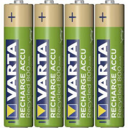 VARTA RECYCLED akkumulátor mikro/ AAA 800 mAh BL4 25% újrahasznosított tartalommal (56813101404)