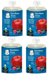 Nestle Плодова закуска Nestle Gerber Natural - Пауч с ябълки и горски плодове, 4 х 150 g (4x12472988) - ozone