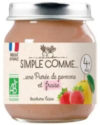 Simple Comme Био плодово пюре Simple Comme - С ябълка и ягода, 4 м+, 125 g (3288131900292) - ozone