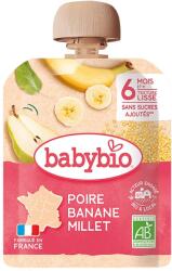 Babybio Био плодов мус Babybio - Круша, банан и просо, 6 м+, 90 g (3288131540092) - ozone