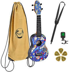 Ortega Guitars KEIKI K2-SP szoprán ukulele szett, Spaceman design