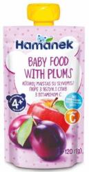 Hamanek Плодово бебешко пюре Hamanek - Пауч с ябълка и сливи, 120 g (8595139783976) - ozone