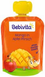 Bebivita Плодова закуска Bebivita - Пауч с ябълка, праскова и манго, 12 м+, 90 g (19062) - ozone