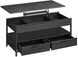 VASAGLE Dohányzóasztal, emelhető asztallappal, rejtett tárolóval, szénszürke és fekete, 100x50x48cm (LCT209B22)