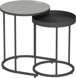 HomCom Dohányzóasztal 2 db-os, nappali asztal szett, tálca dizájn, fém, szürke (83B-516V00GY)