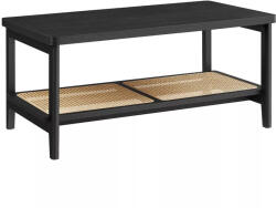 VASAGLE Dohányzóasztal, műrattan tárolópolc, lekerekített sarkok, fekete kőris 100x55x45cm (LCT240B21) - mono-shop