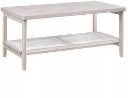 VASAGLE Dohányzóasztal, műrattan tárolópolc, lekerekített sarkok, greige 100x55x45cm (LCT240K66)