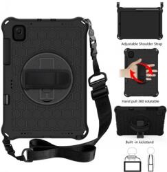 ZONE Defender Műanyag hátlap védőtok szilikon belső kitámasztóval kézpánt vállpánt Samsung Galaxy Tab A9 (8.7) fekete
