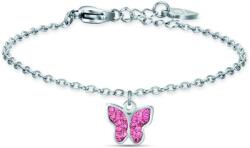LUCA BARRA Girl's steel bracelet with butterfly and pink cyrstals
