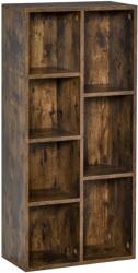 HOMCOM Biblioteca din Lem Stil Vintage Cubica cu 7 suporturi diferite din MDF pentru Casa si Birou 50x24x106cm, Maro Rustic (836-367) Biblioteca
