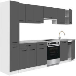 Leziter Praktik 270 konyhabútor fehér korpusz, antracit front (PR270FHAN) - homelux