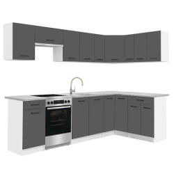 Leziter Praktik 330 sarok konyhabútor fehér korpusz, antracit front (PRS330FHAN) - homelux