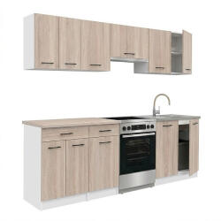 Leziter Praktik 240 konyhabútor fehér korpusz, sonoma tölgy front (PR240FHST) - homelux