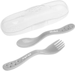 Akuku Akuku, tacamuri intr-o cutie, szare Set pentru masa bebelusi