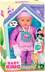 LOKO Toys Păpuşă bebeluş Loko Toys - Baby King, cu suzetă si 36 de sunete, fata, 37 cm (98151)