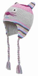  Lányos sapka, vegyes színek, macska motívum, 100% poliakrilnitril (hurtimex_4061375018218)