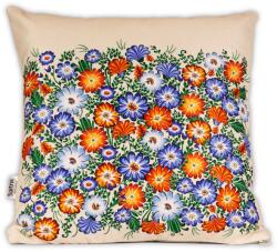 Sartrix díszpárna, népi, vadvirágos, 40x40cm, bézs (Pod-Folk-Opo-Kwi-Lak-Bez)