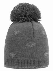  Lányka sapka, pomponnal, szürke, szívek, baba (hurtimex_4061375223131)