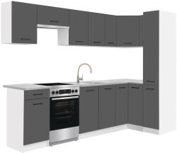 Leziter Praktik 300 sarok konyhabútor fehér korpusz, antracit front (PRS300FHAN) - geminiduo