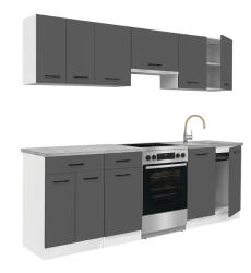 Leziter Praktik 240 konyhabútor fehér korpusz, antracit front (PR240FHAN) - geminiduo