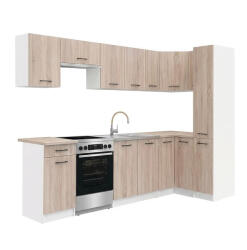 Leziter Praktik 300 sarok konyhabútor fehér korpusz, sonoma tölgy front (PRS300FHST) - geminiduo