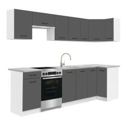 Leziter Praktik 270 sarok konyhabútor fehér korpusz, antracit front (PRS270FHAN) - leziteronline