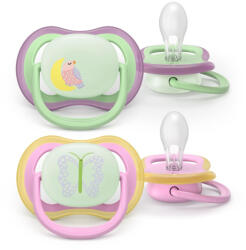 Philips játszócumi Ultra Air éjszakai pillangó 6-18hó lányos 2db - babycenter-online